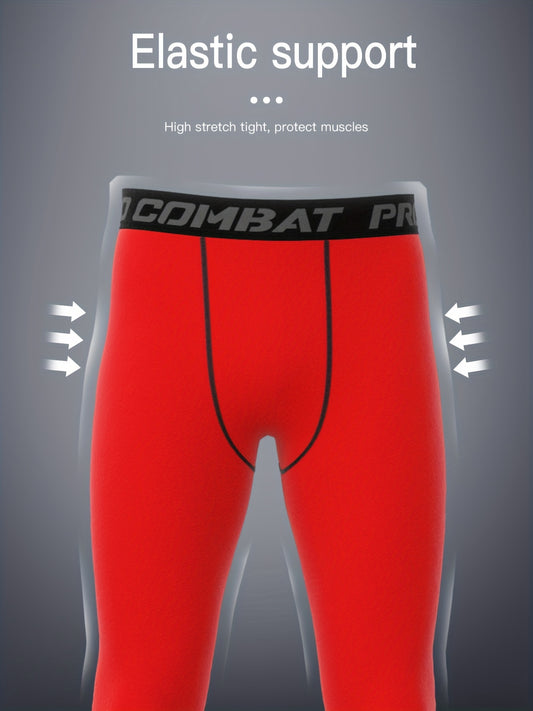 Men's 5pcs Solid Leggings Quick Dry Sports Compression Pants