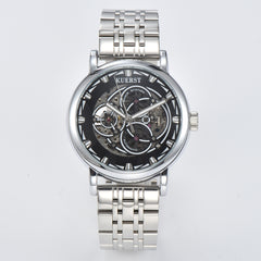 KUERST Men's Steel Strap Mechanical Watch Luminous Dial Creative Wristwatch