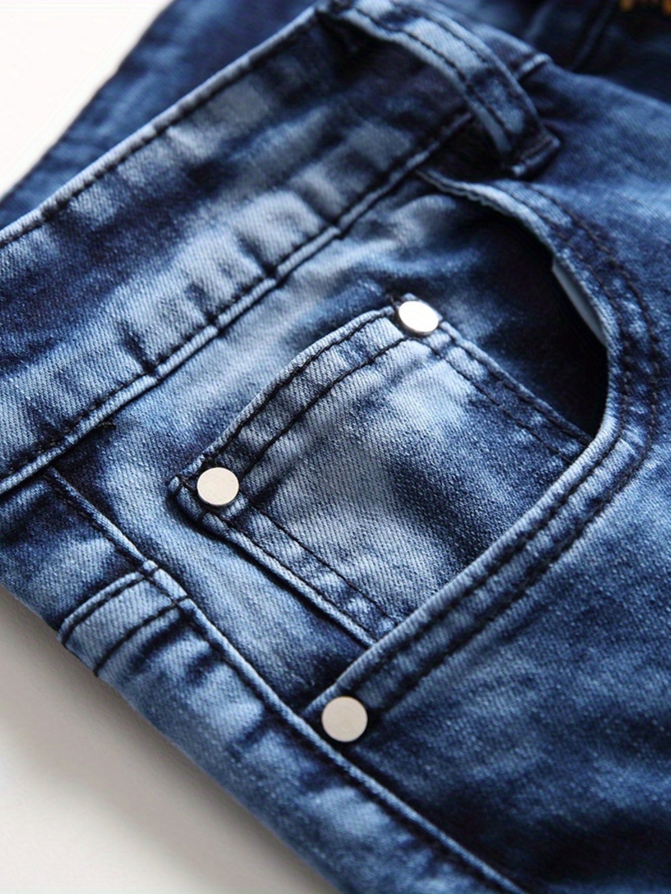 Men's Slim Fit Biker Jeans Stretch Distressed Denim