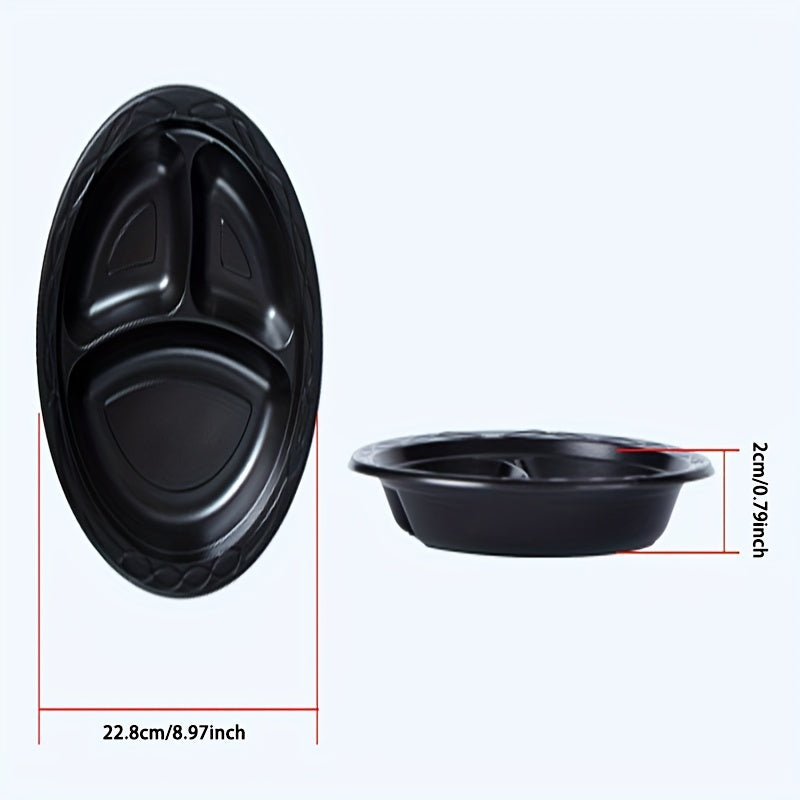 Disposable Round Dinner Plate Party Plastic Three-grid Fruit Dessert Dish
