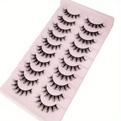 10 Pairs Cosplay False Eyelashes D Curl Natural Look Anime Makeup