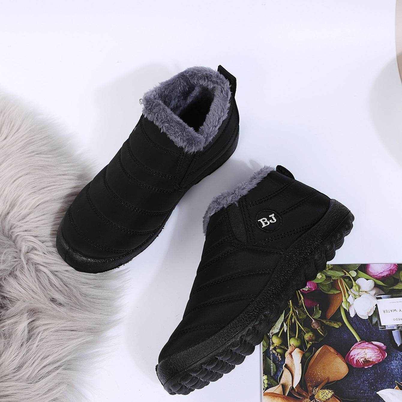 Plush Inner Thermal Snow Boots Non Slip Round Toe Pull On Ankle Boots