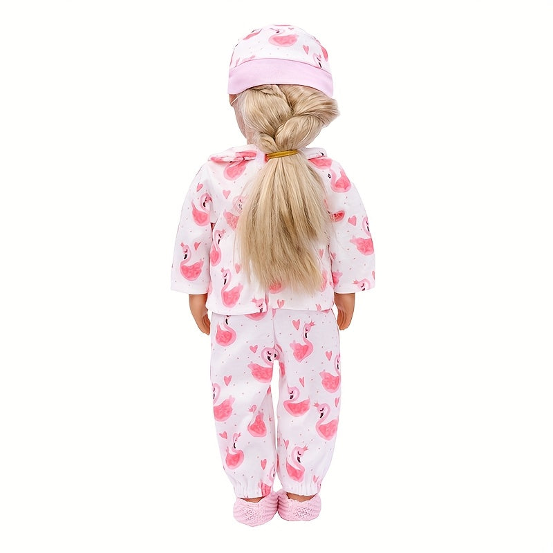 Doll Outfit Set 17 18 Inch Doll Clothing Pink Patterned 43 Polyester Fabric