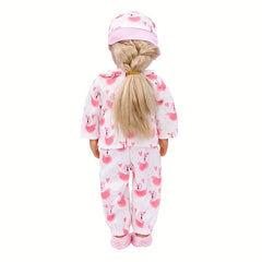 Doll Outfit Set 17 18 Inch Doll Clothing Pink Patterned 43 Polyester Fabric