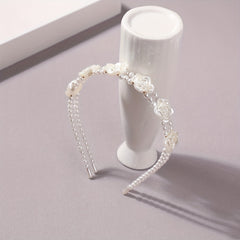 Flower Faux Pearl Headband 2-Layered Hair Band for Women Girls