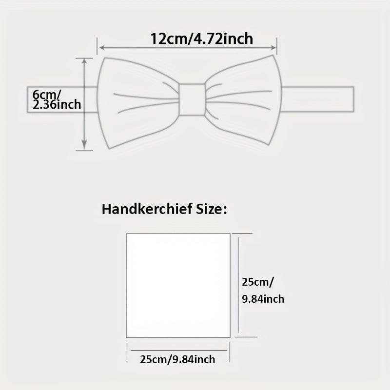 Polyester Formal Men's Bow Tie Handkerchief Set