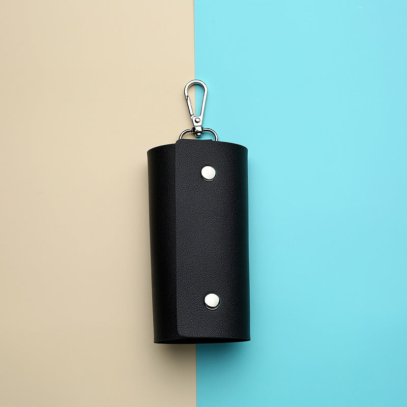 Unisex PU Leather Keychain Car Key Holder Snap Closure Bag Key Ring Pouch