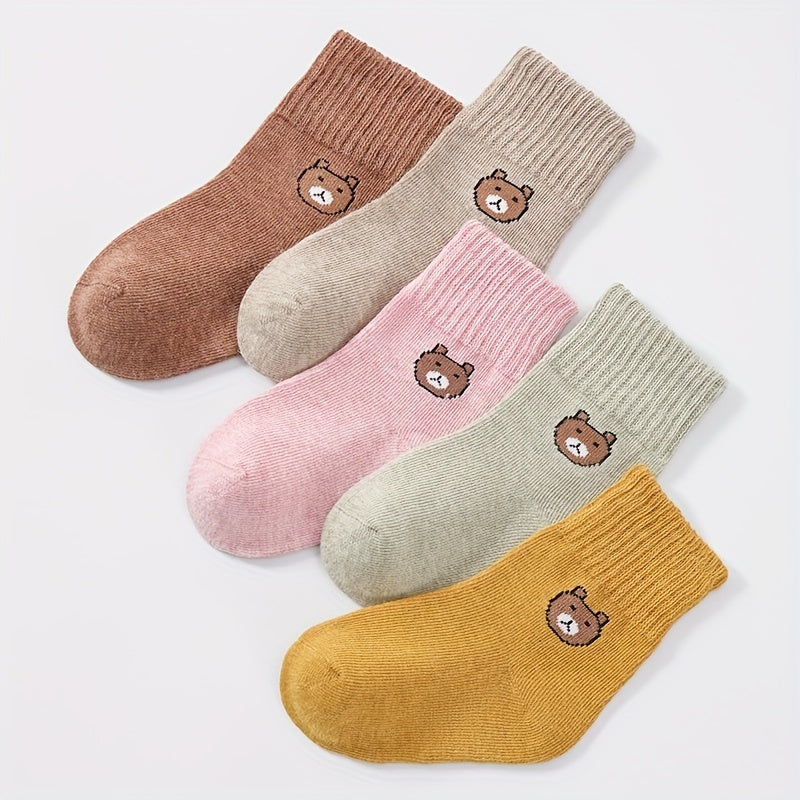 5pairs Girls Kids Bear Socks Casual Sport Running Socks Breathable Ankle Sock