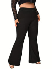  Flared Leg Trousers High Rise Medium Stretch Pants