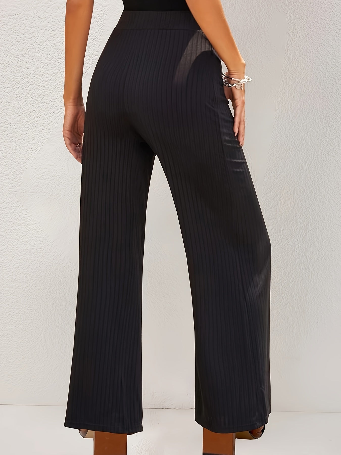  Ribbed Knit Wide Leg Trousers