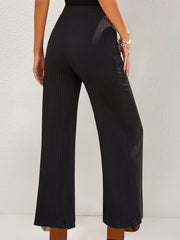  Ribbed Knit Wide Leg Trousers