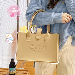 Animal Pattern Tote Bag Felt Handbag Women's Shoulder Bag Work School