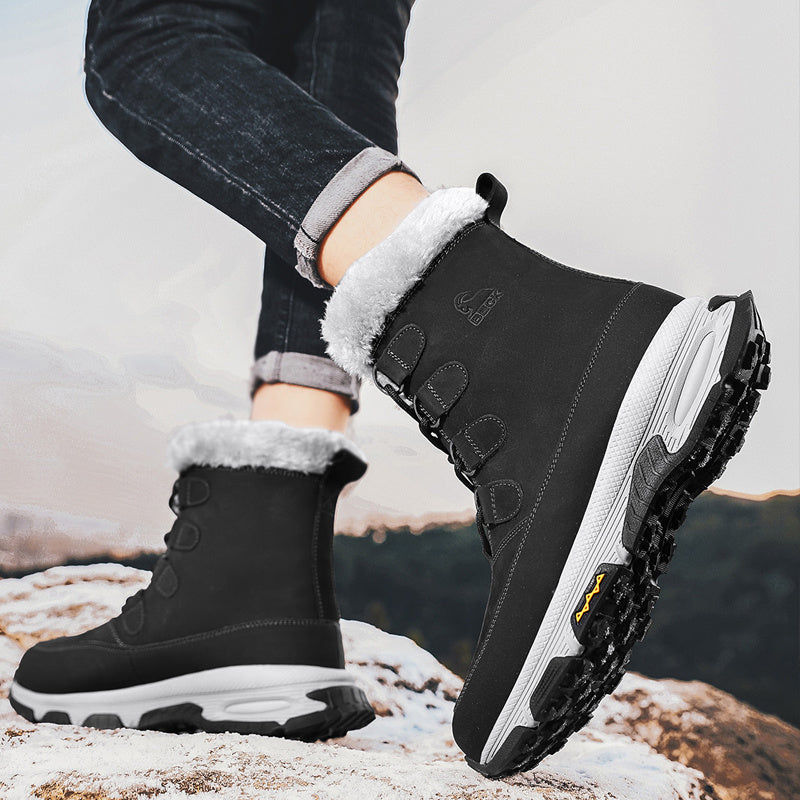 Men's High Top Warm Fleece Waterproof Anti skid Lace Up Boots
