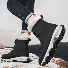 Men's High Top Warm Fleece Waterproof Anti skid Lace Up Boots
