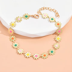 Beaded Flower Anklet Dainty Ankle Bracelet
