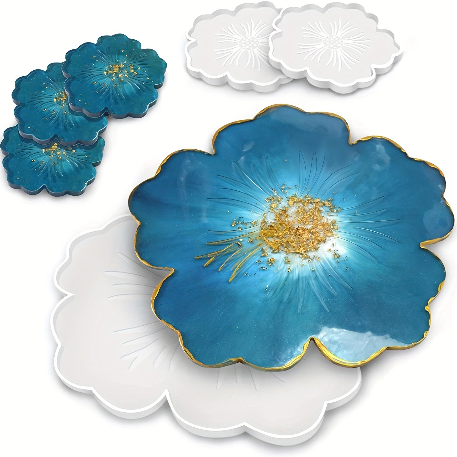 Flower Resin Tray & Coaster Molds for DIY Home Decor
