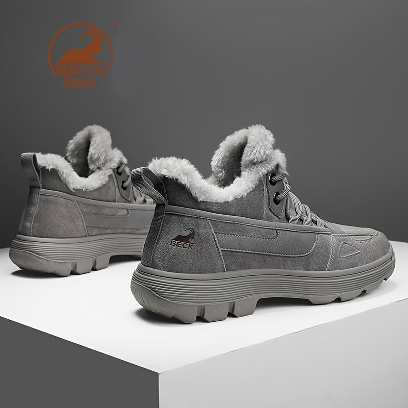 Men's Lace-up Snow Boots Thermal Winter Shoes Windproof Hiking Boots
