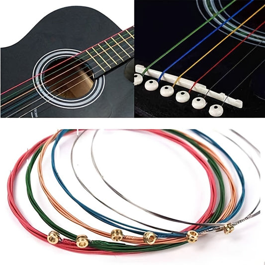 6 Pack Colorful Copper Steel Strings for Acoustic Guitar