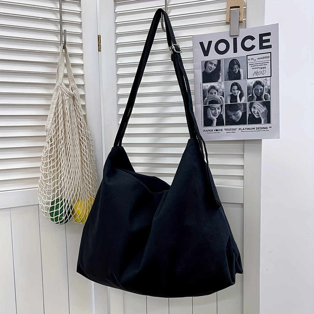 Large Capacity Hobo Shoulder Bag Solid Crossbody Bag