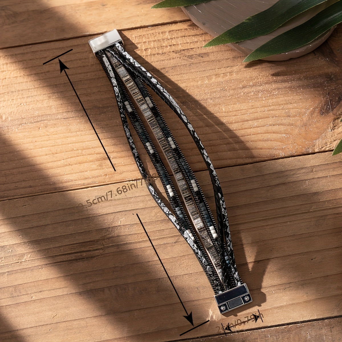 Colorful Boho PU Leather Wrap Bracelet Magnetic Buckle