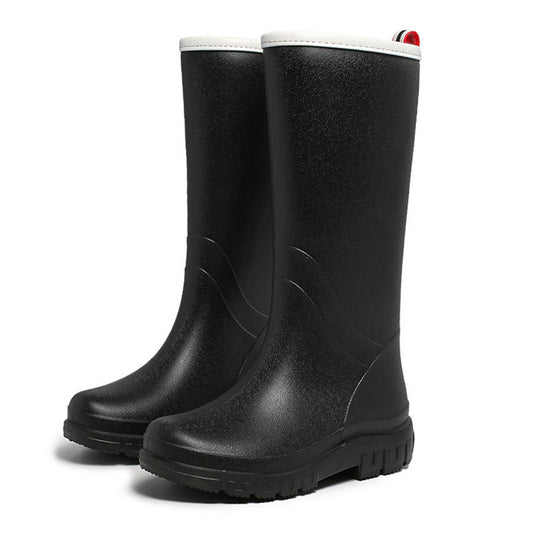 Women's Platform Mid Calf Rain Boots Waterproof Slip On Outdoor Shoes