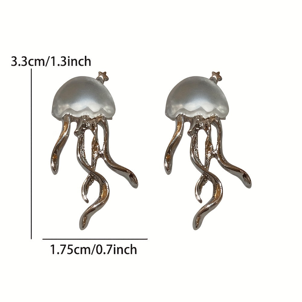 Silver Plated Jellyfish Earrings Ear Jewelry Women
