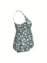  Floral Print Peplum Tankini Set
