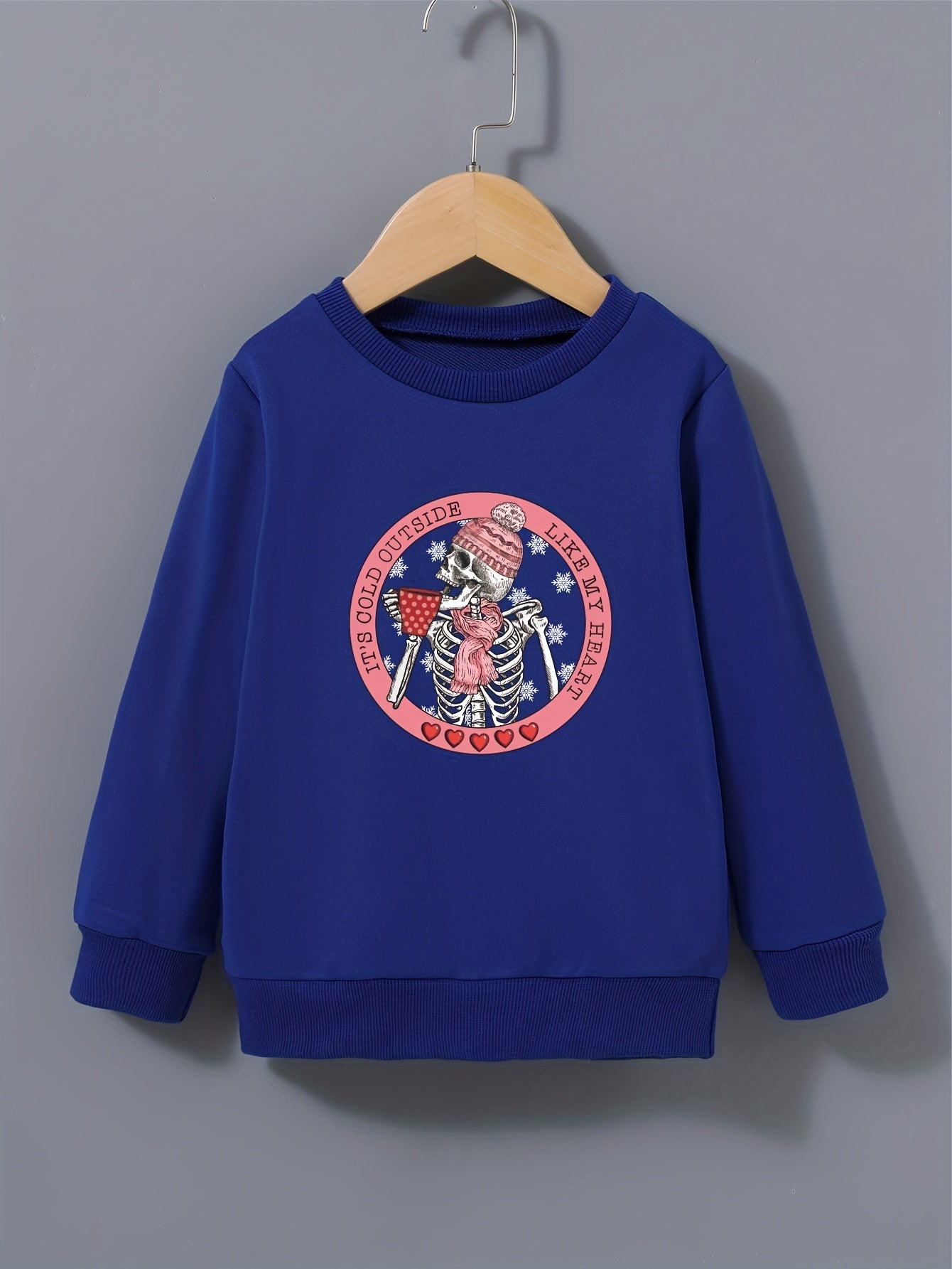 Skeleton Graphic Girls Sweatshirt Halloween Party Top for Kids