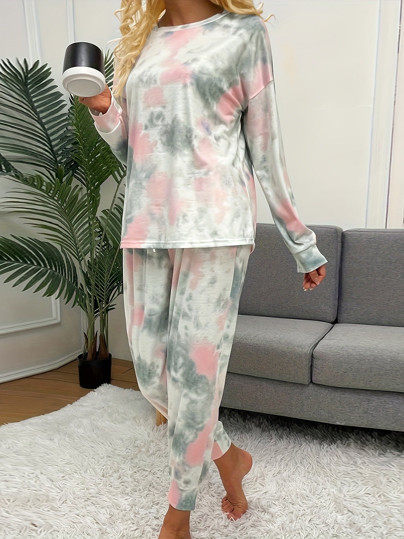 Tie Dye Lounge Set Long Sleeve Top & Pants