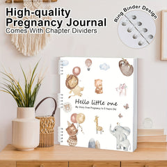 Boho Animals Pregnancy Journal Ring Binder Plain Ruling Memory Book