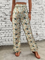 Boho Wide Leg Pants Women's Plus Size Elastic High Rise Trousers