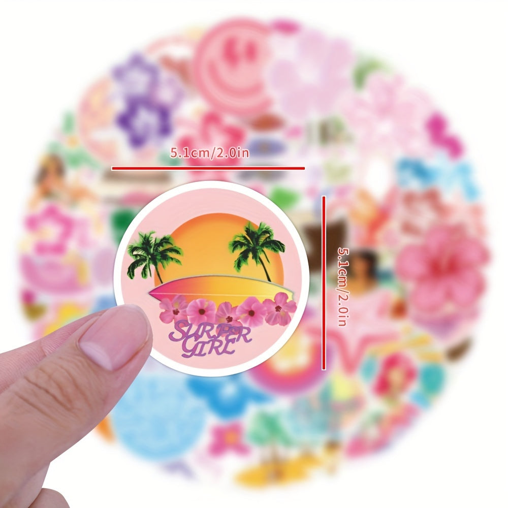 63pcs Coconut Girl Stickers for Water Bottles Laptop Car Decal