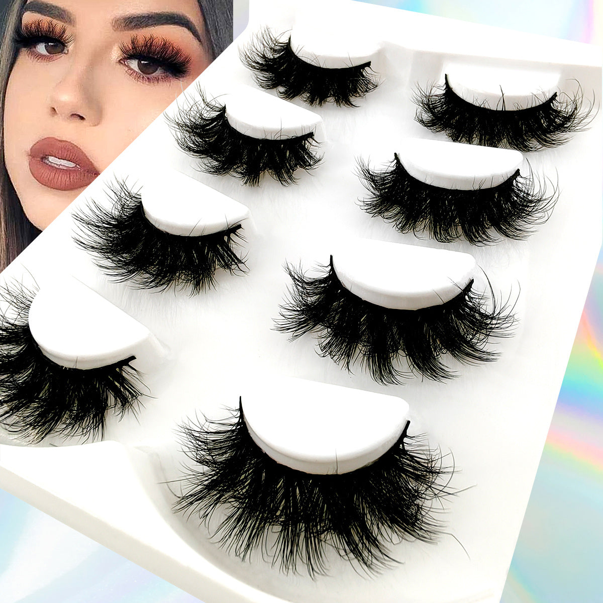 4 Pairs 18mm Fluffy Volume Full Strip False Lashes Faux Mink Dramatic Look