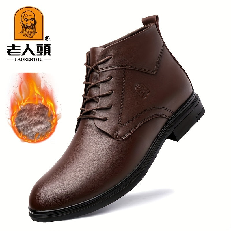 Men's Low Heel Ankle Boots Lace up Boots Casual Walking Shoes
