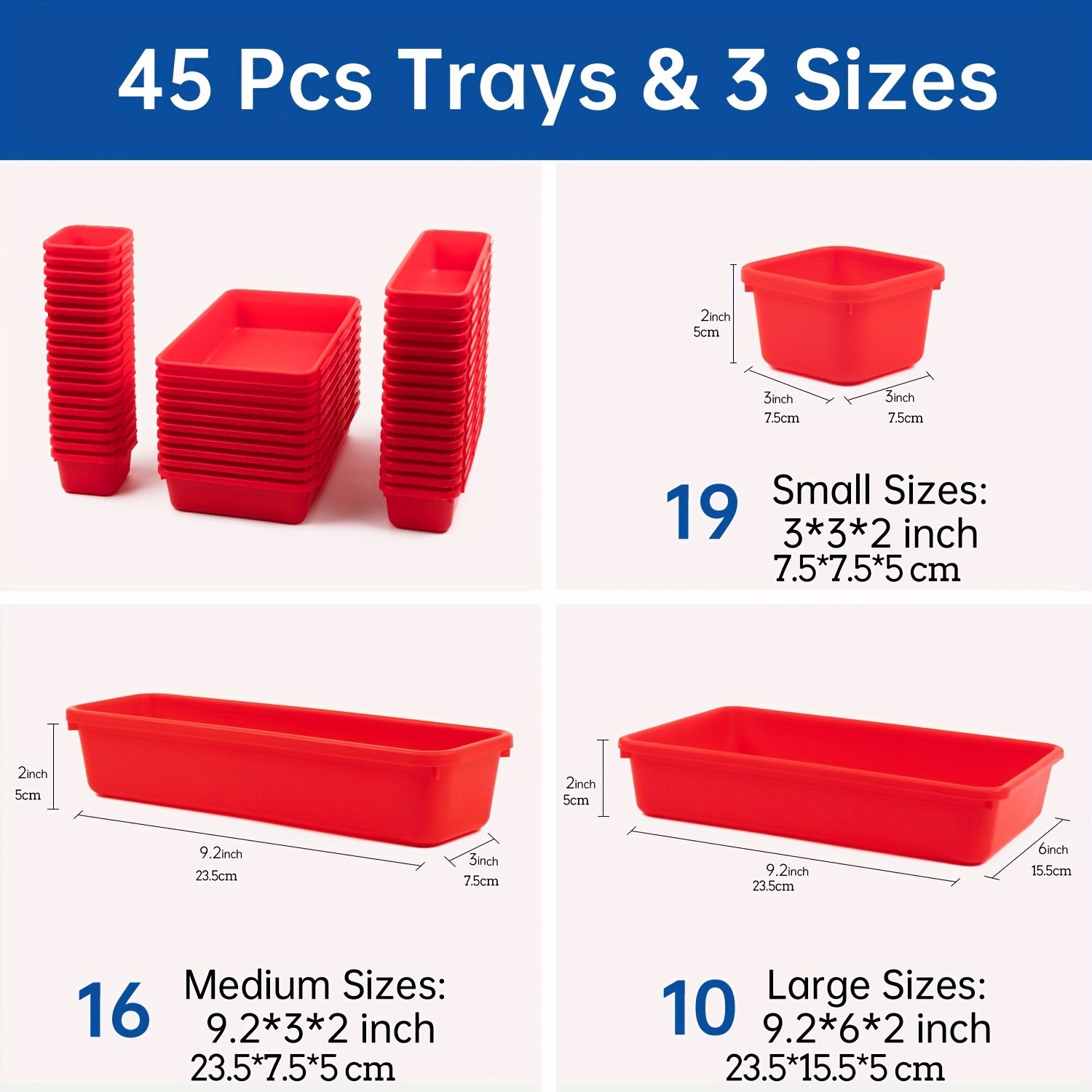 45pcs Tool Storage Box Divider Set Desk Drawer Garage Organization