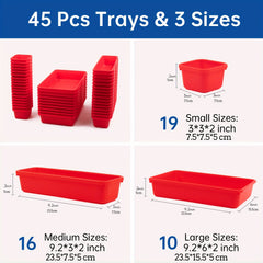 45pcs Tool Storage Box Divider Set Desk Drawer Garage Organization