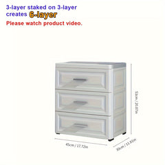 1pc Stackable Storage Cabinet Drawer Plastic Dresser Organizer Room Decor
