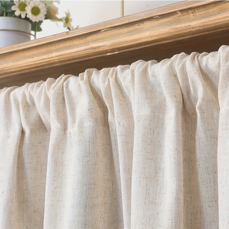 Coffee Tassel Lace Curtain with Rod Pocket for Home Decor
