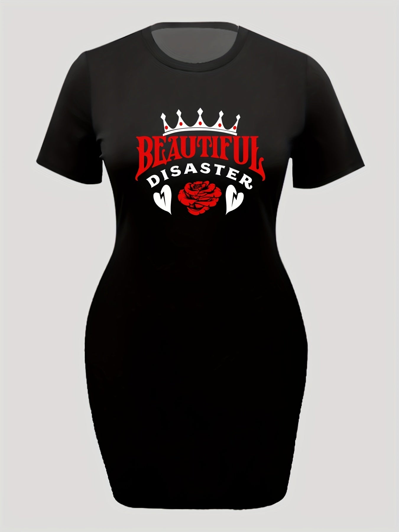 Crown & Rose Plus Print Short Sleeve Tee Dress