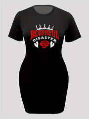 Crown & Rose Plus Print Short Sleeve Tee Dress