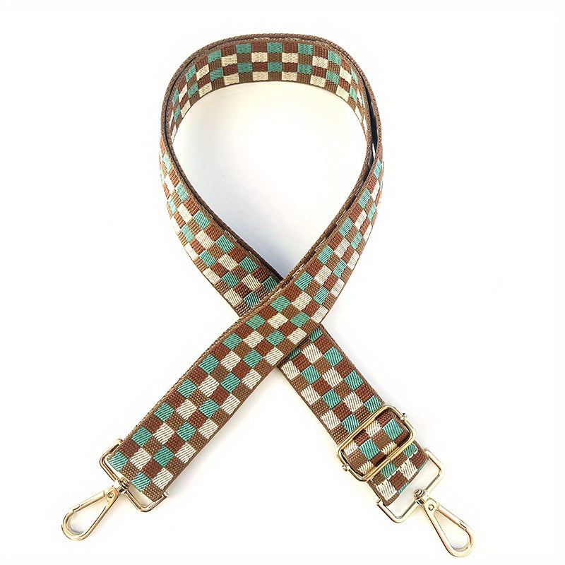 Colorful Check Adjustable Purse Strap Removable Wide Durable Nylon Handbag Belt