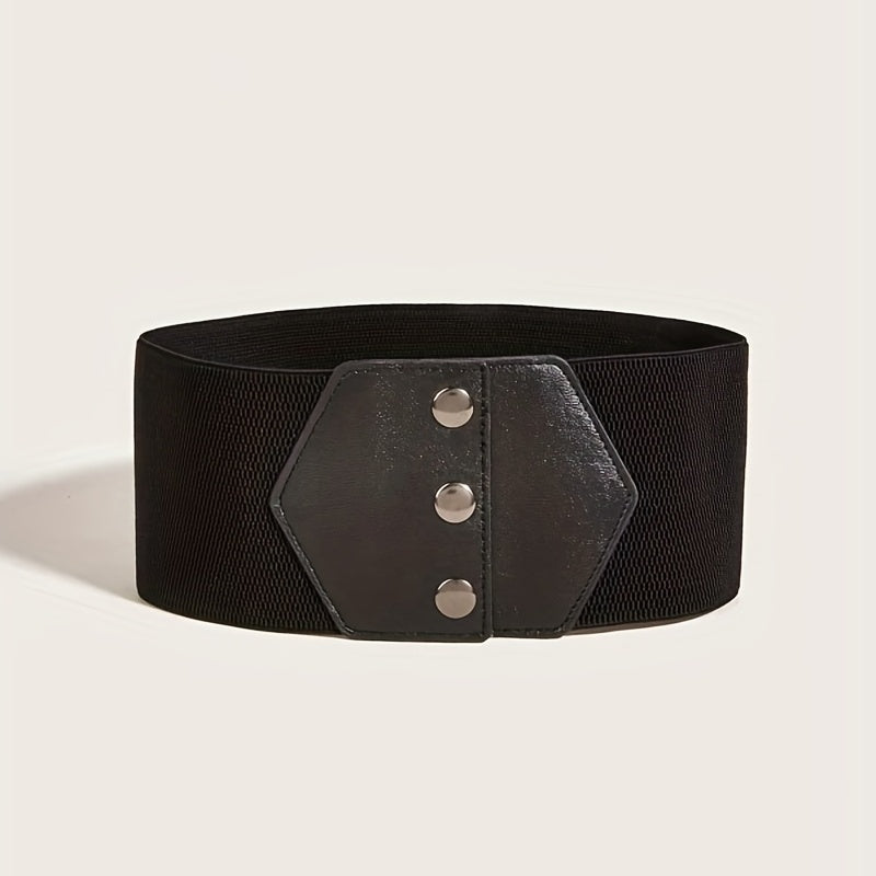 Snap Button Corset Belt PU Wide Elastic Belts For Dress