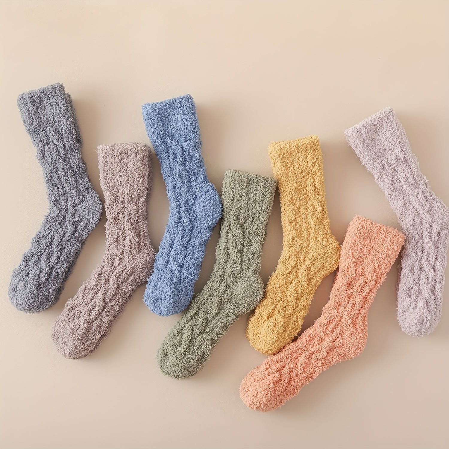 Women's Solid Fuzzy Mid Tube Socks - Comfy & Warm Stockings