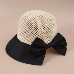 Bowknot Hollow Stitching Bucket Hat Sunscreen Beach Hat