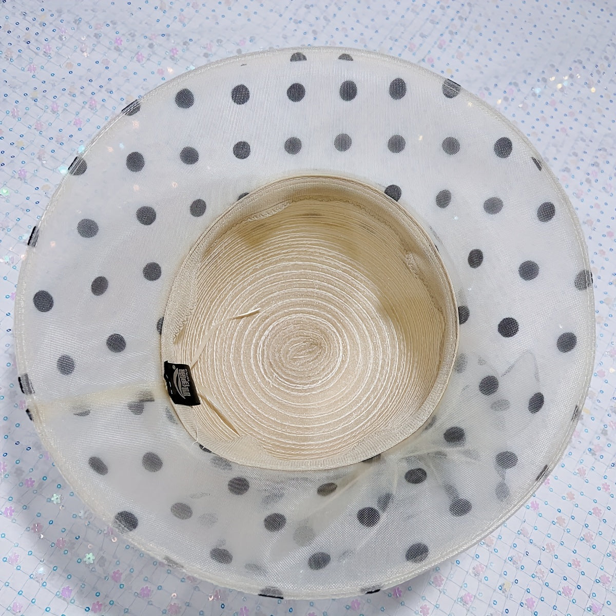 Polka Dot Flower Derby Hat Stitching Sun Hat Lightweight Mesh Bucket Hat