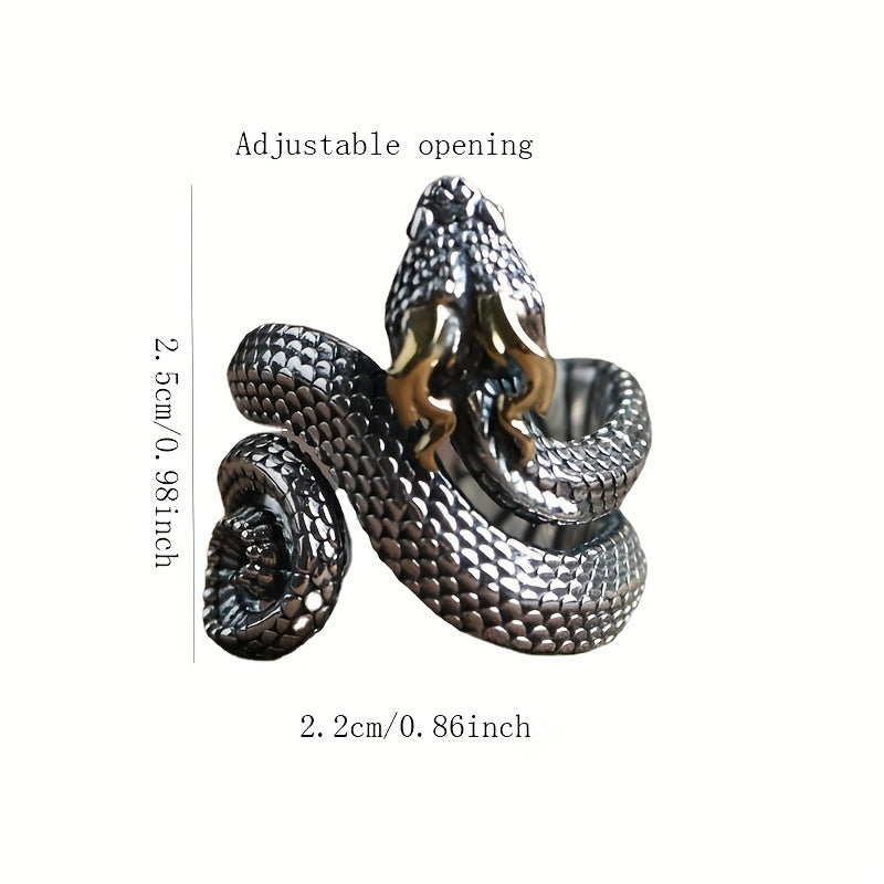 Retro 925 Silver Snake Ring Zodiac Niche Jewelry
