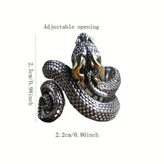 Retro 925 Silver Snake Ring Zodiac Niche Jewelry
