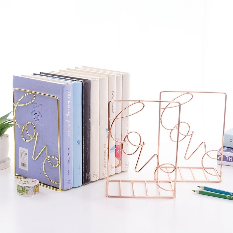 Rose Golden Love Shaped Book Stand Book Organizer
