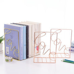 Rose Golden Love Shaped Book Stand Book Organizer