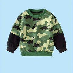 Dinosaur Full Print Boys Sweatshirt Long Sleeve Crew Neck Tops Kids Clothing